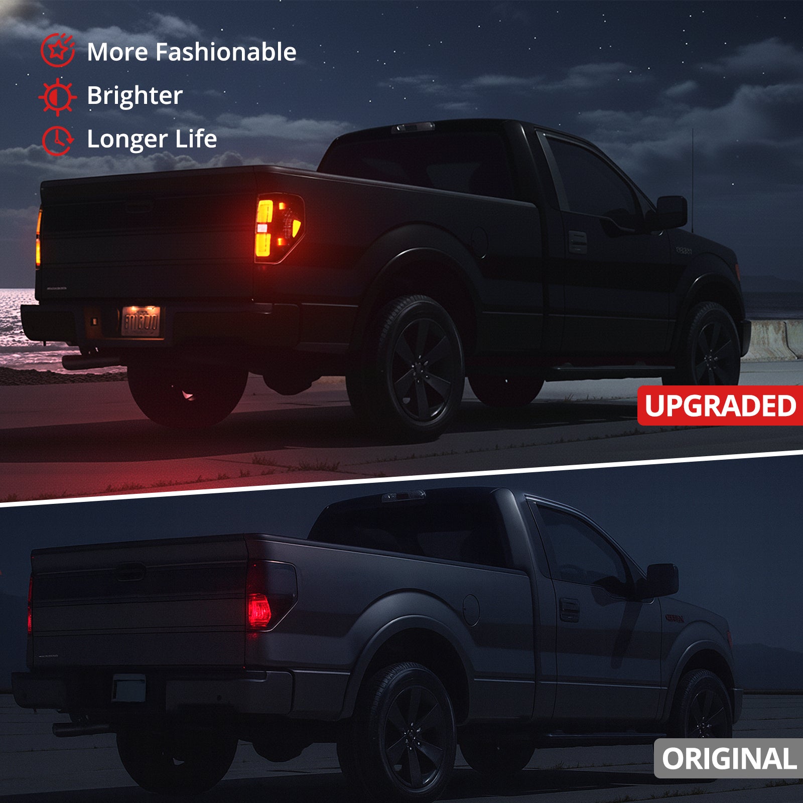 EVIL ENERGY Fit for Ford F150 2009-2014 Full LED Taillights , New Upgrade Smoked Black Rear Brake Stop/Reverse Lights/Parking Lights/Turn Signal Tail Lamp (2PCS, Passenger & Driver Side) - EVILENERGY