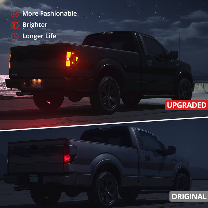 EVIL ENERGY Fit for Ford F150 2009-2014 Full LED Taillights , New Upgrade Smoked Black Rear Brake Stop/Reverse Lights/Parking Lights/Turn Signal Tail Lamp (2PCS, Passenger & Driver Side) - EVILENERGY