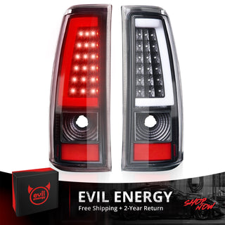 EVIL ENERGY Fit For Chevy Silverado 1999 2000 2001 2002, 1999-2007 GMC Sierra Classic LED Tail Lights Assembly, Smoked Tail Lights Truck Rear Lamp Black 1 Pair - EVILENERGY