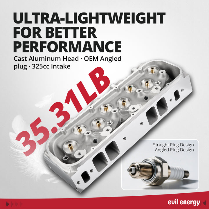 EVIL ENERGY BBC Cylinder Head - Ultra - Lightweight Cast Aluminum, 35.31LB, Better Performance