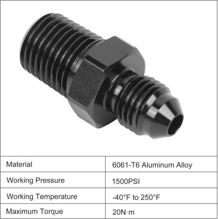 EVIL ENERGY AN Male Flare to NPT Pipe Fitting Adapter Aluminum Straight Black(3/4/6/8/10/12/16AN) - EVILENERGY