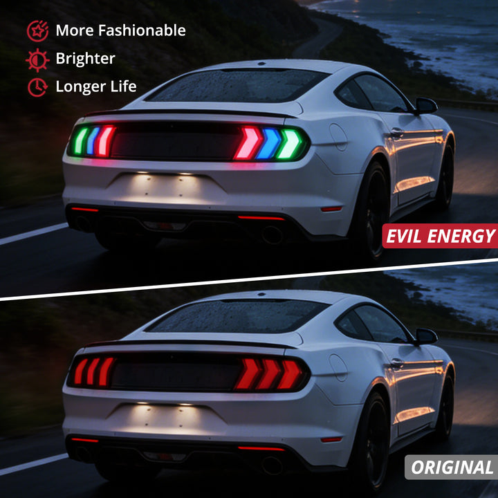 EVIL ENERGY Fit For 2015-2023 Ford Mustang RGB LED Tail Light Assembly, Sequential Start-up Animation DRL Turn Signals Rear Lamp Set, 2 PCS (Driver and Passenger Side) - EVILENERGY