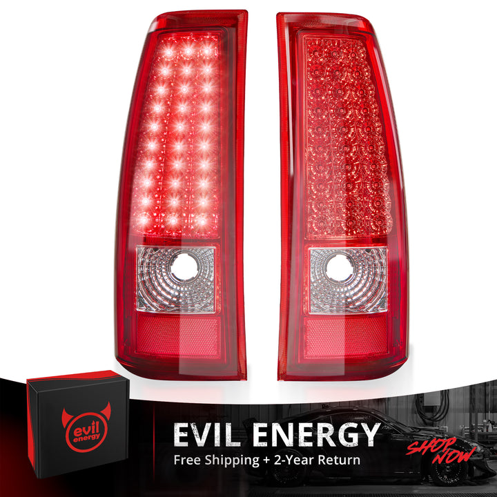 EVIL ENERGY Fit For Chevy Silverado 2003 2004 2005 2006 LED Tail Lights Assembly, Smoked Tail Lights Truck Rear Lamp Red 1 Pair - EVILENERGY