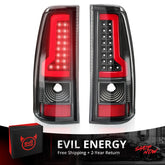 EVIL ENERGY Fit For Chevy Silverado 2003 2004 2005 2006 LED Tail Lights Assembly, Smoked Tail Lights Truck Rear Lamp Black & Red 1 Pair