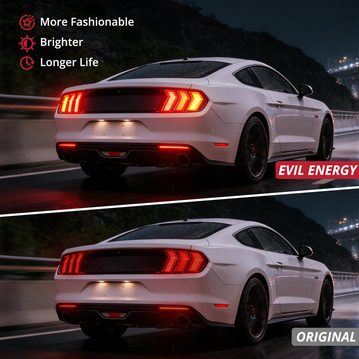 EVIL ENERGY Fit For 2015-2023 Ford Mustang LED Tail Lights Assembly、Rear Brake Lamp w/Sequential Signal Light、Black Housing Smoked Lens, 2 PCS (Driver and Passenger Side) - EVILENERGY