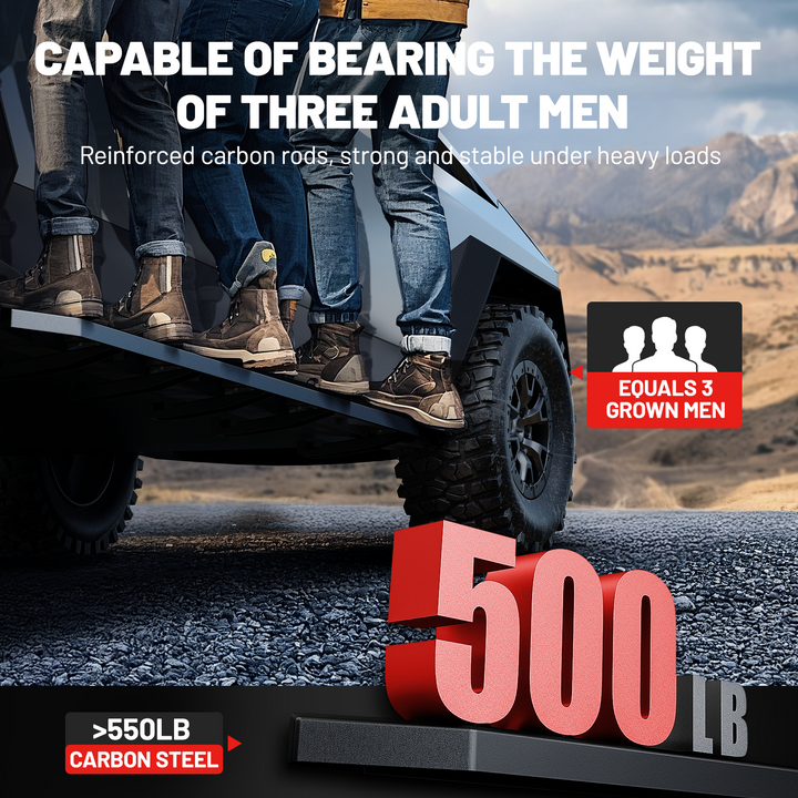 EVIL ENERGY Cybertruck Side Steps - 2PCS Heavy-Duty Running Boards, Anti-Slip Nerf Bars, No-Drill Bolt-On Installation, Rust-Proof Coating, 550LB Load Capacity - Tesla Cybertruck 2019-2025 - EVILENERGY