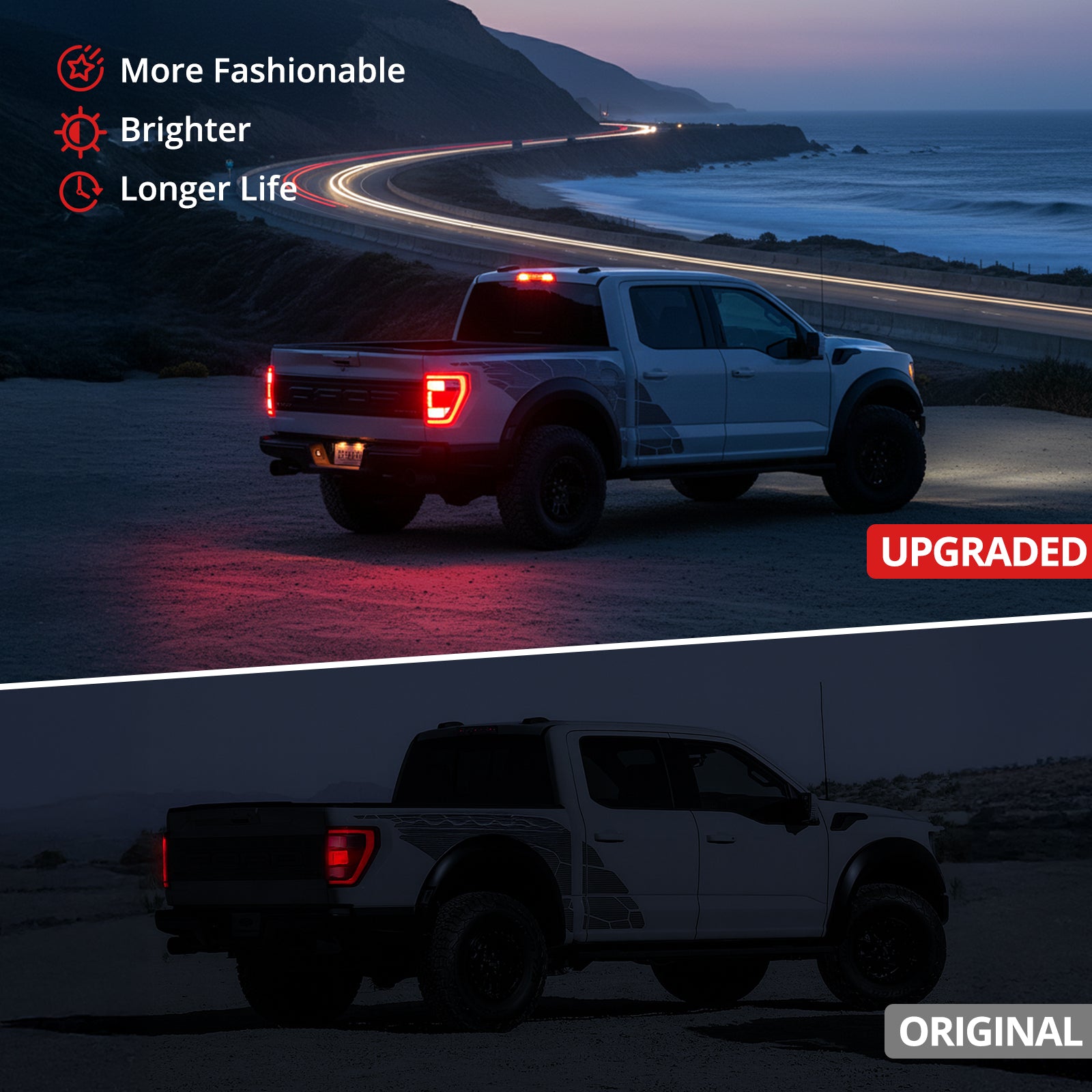 EVIL ENERGY Fit For 2021-2023 Ford F150 LED Tail Light Assembly w/Blind Spot, Right Passenger Side Taillight Rear Brake Lamp (Module NOT Included) - EVILENERGY