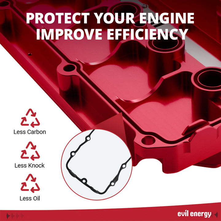 EVIL ENERGY Red CNC Billet Aluminum Valve Cover - For BMW E46 E60 M52 M54, Heat Dissipation & Engine Bay Upgrade - EVILENERGY