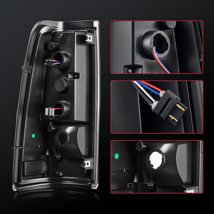 EVIL ENERGY Fit For Chevy Silverado 1999 2000 2001 2002, 1999-2007 GMC Sierra Classic LED Tail Lights Assembly, Smoked Tail Lights Truck Rear Lamp Black 1 Pair - EVILENERGY