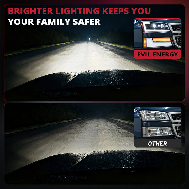 EVIL ENERGY LED Headlights Assembly DOT Approved with DRL Turn Signal High/Low Sealed Beam Side Marker Compatible with 2003-2006 Chevy Silverado Avalanche - EVILENERGY