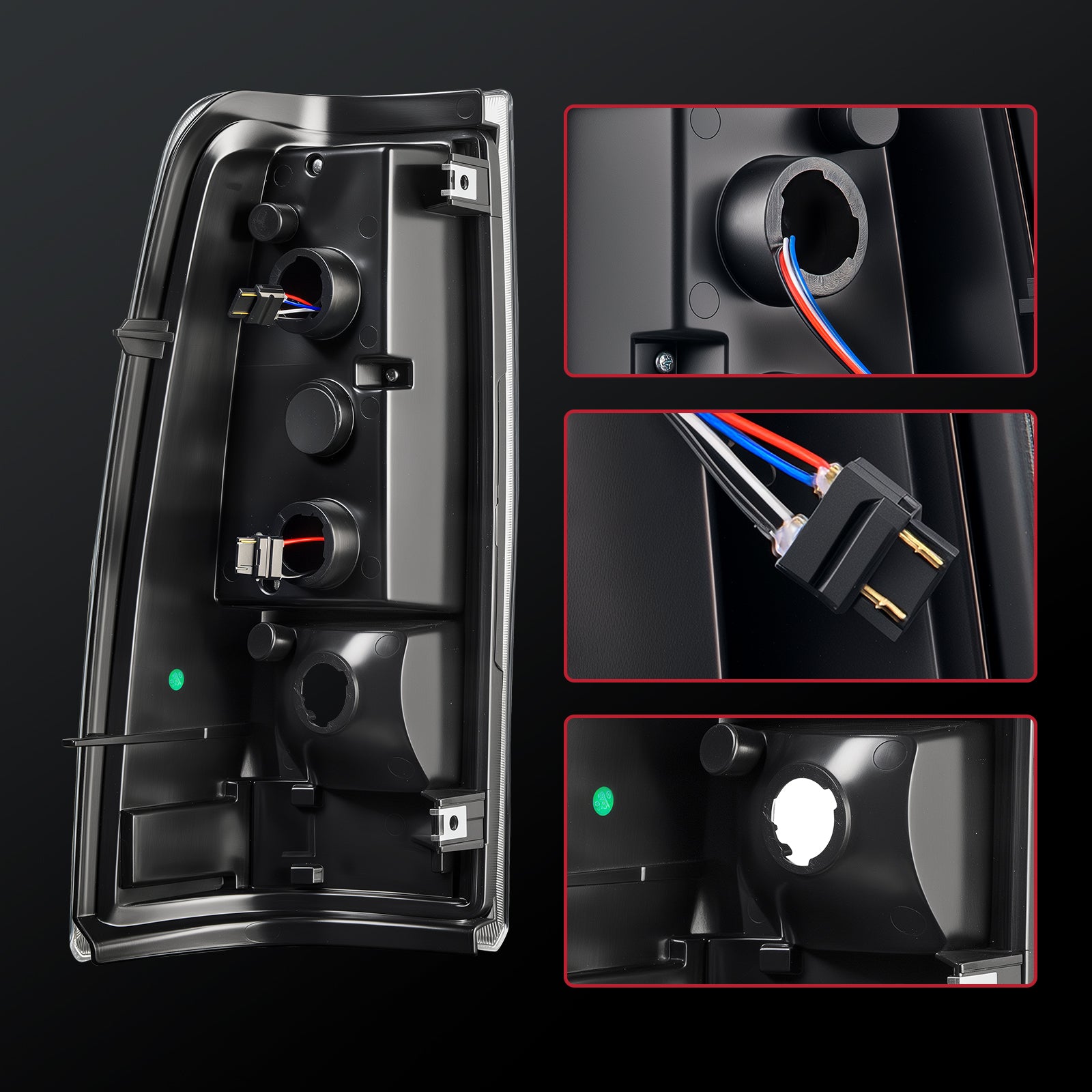 EVIL ENERGY Fit For Chevy Silverado 1999 2000 2001 2002, 1999-2007 GMC Sierra Classic LED Tail Lights Assembly, Smoked Tail Lights Truck Rear Lamp Black&Red 1 Pair - EVILENERGY