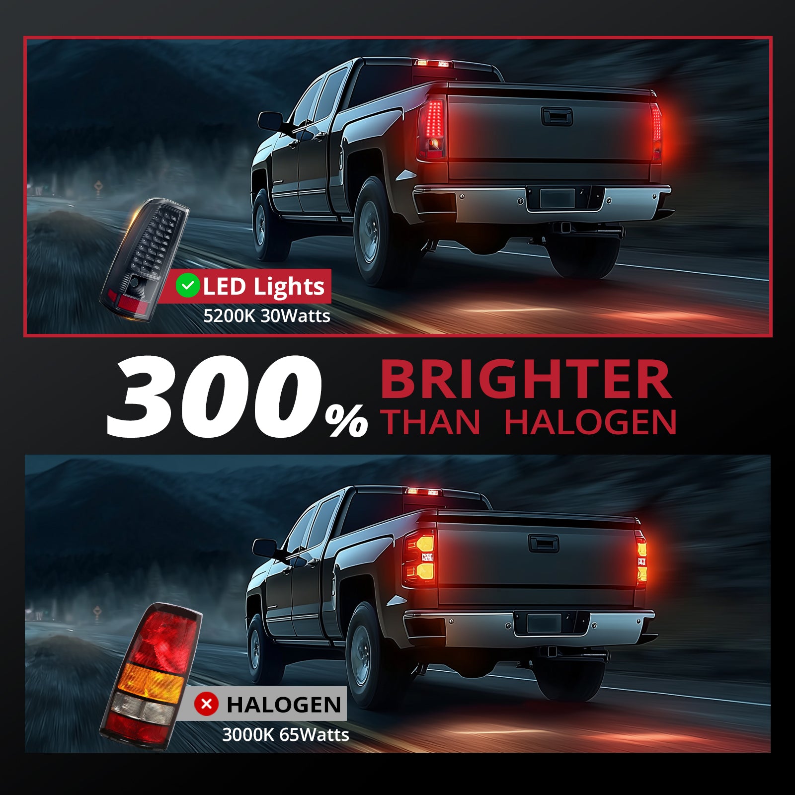 EVIL ENERGY LED Tail Lights Assembly Fit for Chevy Silverado 2003-2007 1500 2500 3500HD, Bright Smoked Tail Lights, IP67 Waterproof LED Tail Lights Rear Tail Lights Pair - EVILENERGY