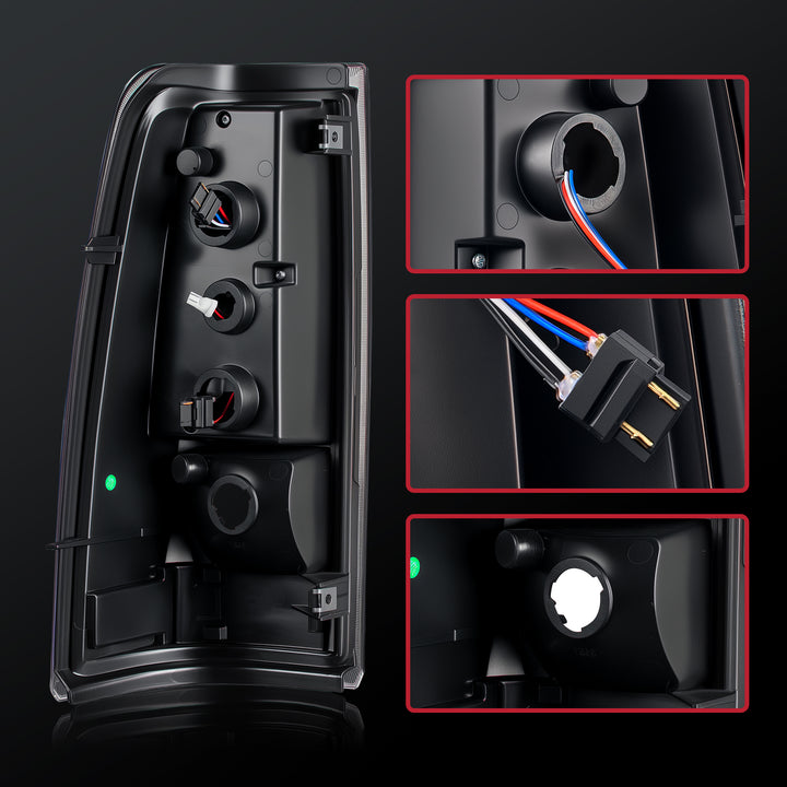 EVIL ENERGY Fit For Chevy Silverado 2003 2004 2005 2006 LED Tail Lights Assembly, Smoked Tail Lights Truck Rear Lamp Black & Red 1 Pair - EVILENERGY