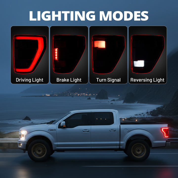 EVIL ENERGY Fit For 2021-2023 Ford F150 LED Tail Light Assembly w/Blind Spot, Right Passenger Side Taillight Rear Brake Lamp (Module NOT Included) - EVILENERGY