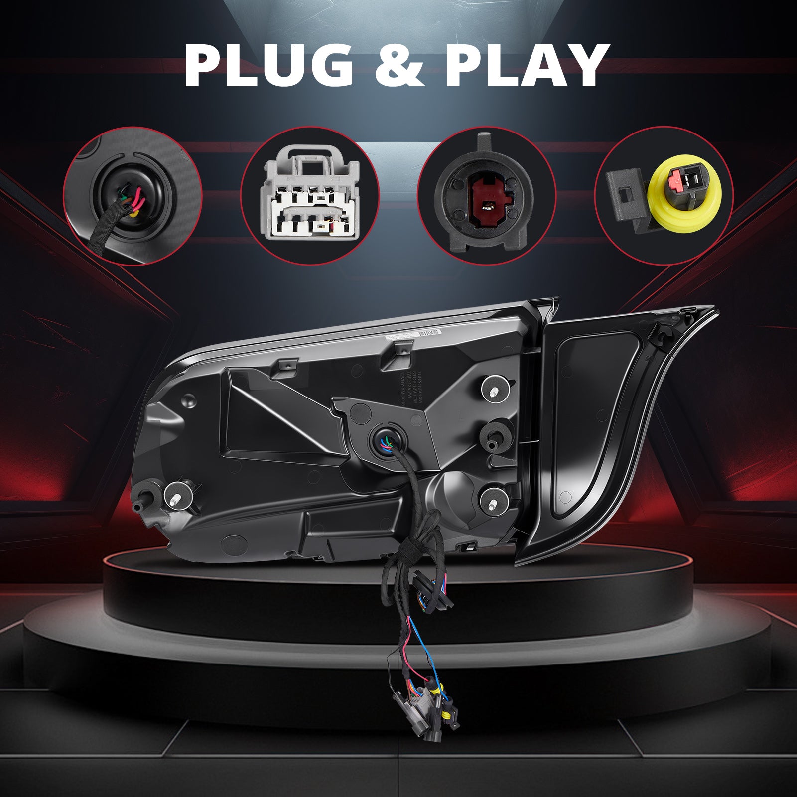 EVIL ENERGY Fit For 2015-2023 Ford Mustang LED Tail Lights Assembly、Rear Brake Lamp w/Sequential Signal Light、Rear Brake Lamp Red, 2 PCS (Driver and Passenger Side) - EVILENERGY