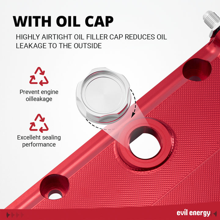 EVIL ENERGY Red CNC Billet Aluminum Valve Cover - For BMW E46 E60 M52 M54, Heat Dissipation & Engine Bay Upgrade - EVILENERGY