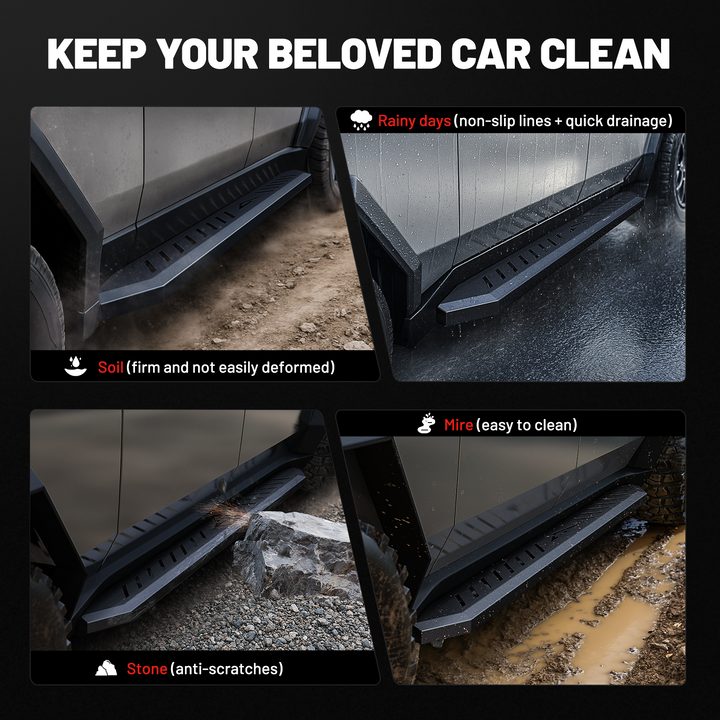 EVIL ENERGY Cybertruck Side Steps - 2PCS Heavy-Duty Running Boards, Anti-Slip Nerf Bars, No-Drill Bolt-On Installation, Rust-Proof Coating, 550LB Load Capacity - Tesla Cybertruck 2019-2025 - EVILENERGY