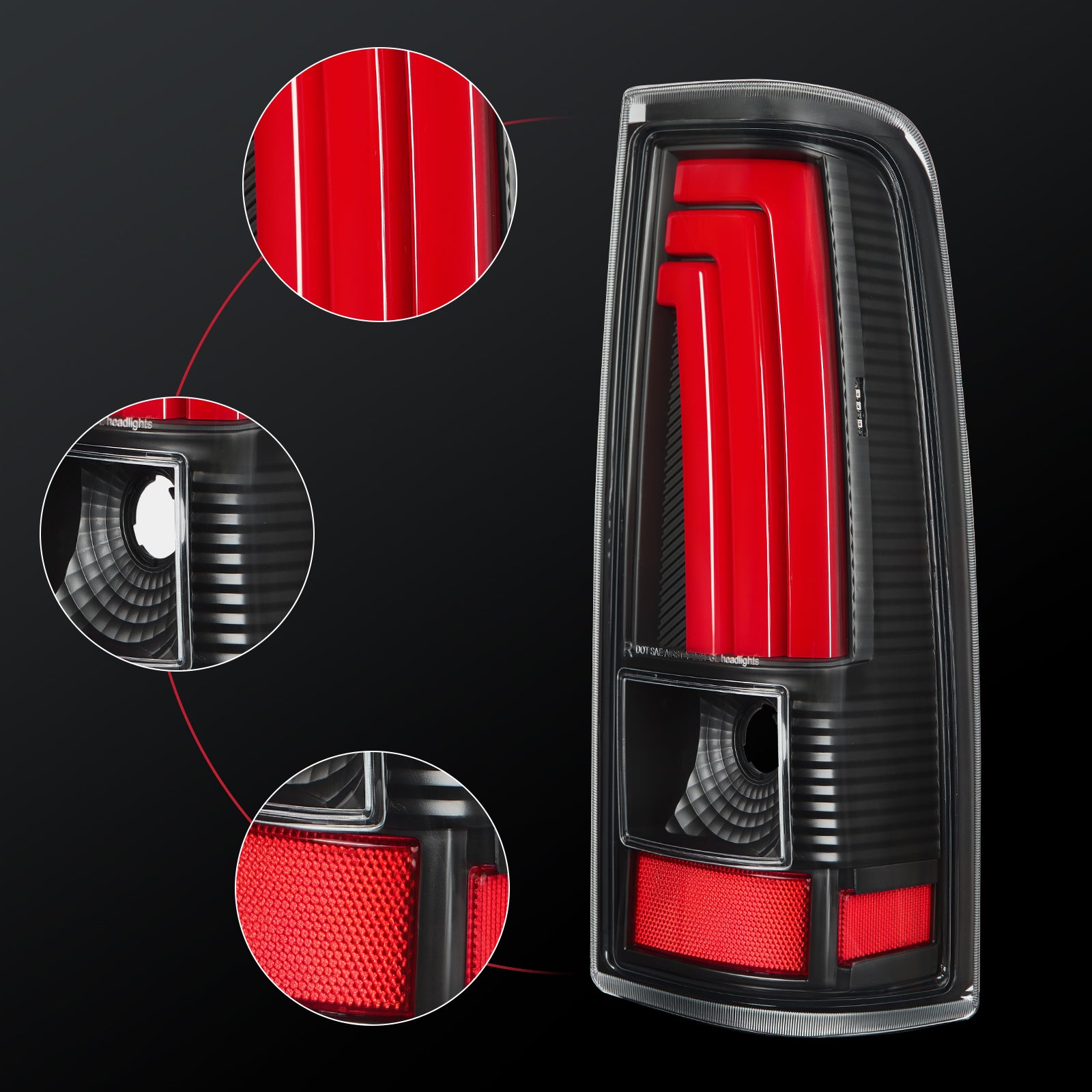 EVIL ENERGY Fit For Chevy Silverado 1999 2000 2001 2002, 1999-2007 GMC Sierra Classic LED Tail Lights Assembly, Smoked Tail Lights Truck Rear Lamp Black&Red 1 Pair - EVILENERGY