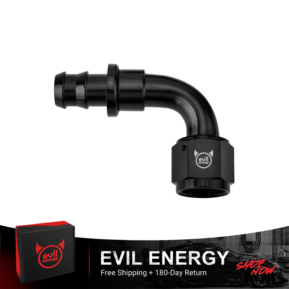 LokoCar 10AN 90-Degree Push Lock Fuel Hose End Fittings - Black Anodized (2-Pack)
