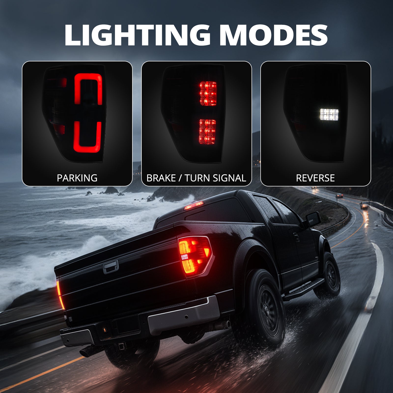 EVIL ENERGY Fit for Ford F150 2009-2014 Full LED Taillights , New Upgrade Smoked Black Rear Brake Stop/Reverse Lights/Parking Lights/Turn Signal Tail Lamp (2PCS, Passenger & Driver Side) - EVILENERGY