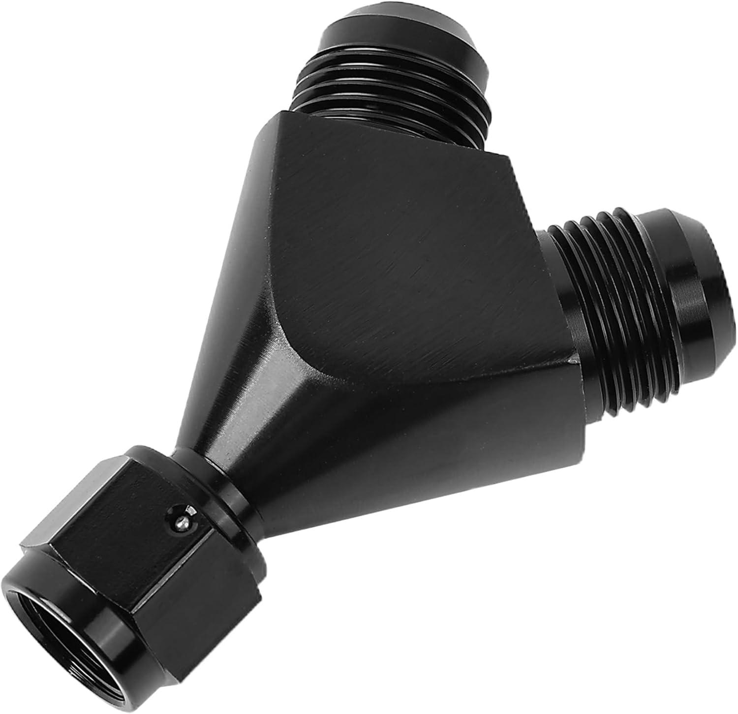 EVIL ENERGY AN Female to AN Male Flare Fitting Y Block Union Splitter Swivel Adapter Fitting Aluminum Black - EVILENERGY