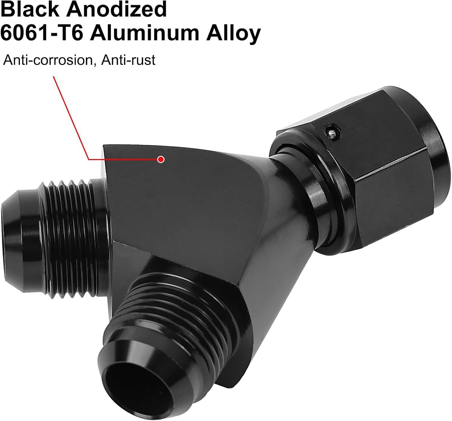 EVIL ENERGY AN Female to AN Male Flare Fitting Y Block Union Splitter Swivel Adapter Fitting Aluminum Black - EVILENERGY