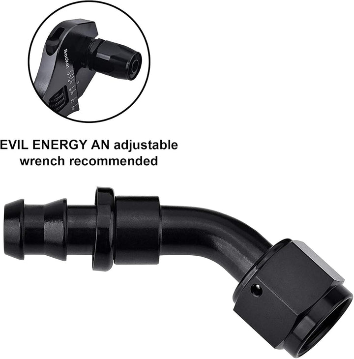 EVIL ENERGY 90 Degree Push Lock AN Hose Fitting End (4/6/8/10/12AN ) - EVILENERGY