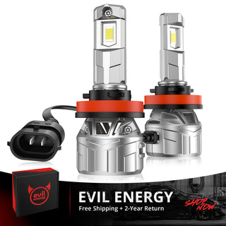 EVIL ENERGY P2 Wide Voltage 9-32V H11/H8/H9 130W 6500K White 40000LM IP68 LED Headlight Bulbs 2Pcs - EVILENERGY