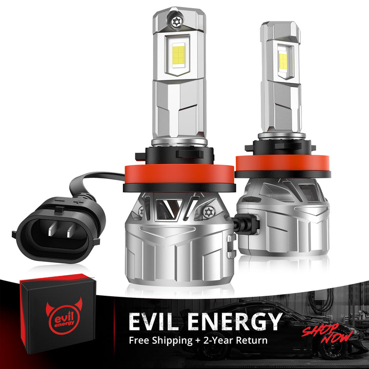 EVIL ENERGY P2 Wide Voltage 9-32V H11/H8/H9 130W 6500K White 40000LM IP68 LED Headlight Bulbs 2Pcs - EVILENERGY