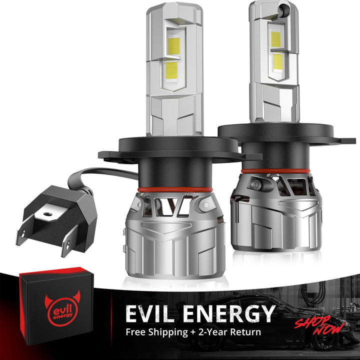 EVIL ENERGY P2 Wide Voltage 9-32V H4/9003/HB2 Dual Light Source 130W 6500K White 40000LM IP68 LED Headlight Bulbs 2Pcs - EVILENERGY