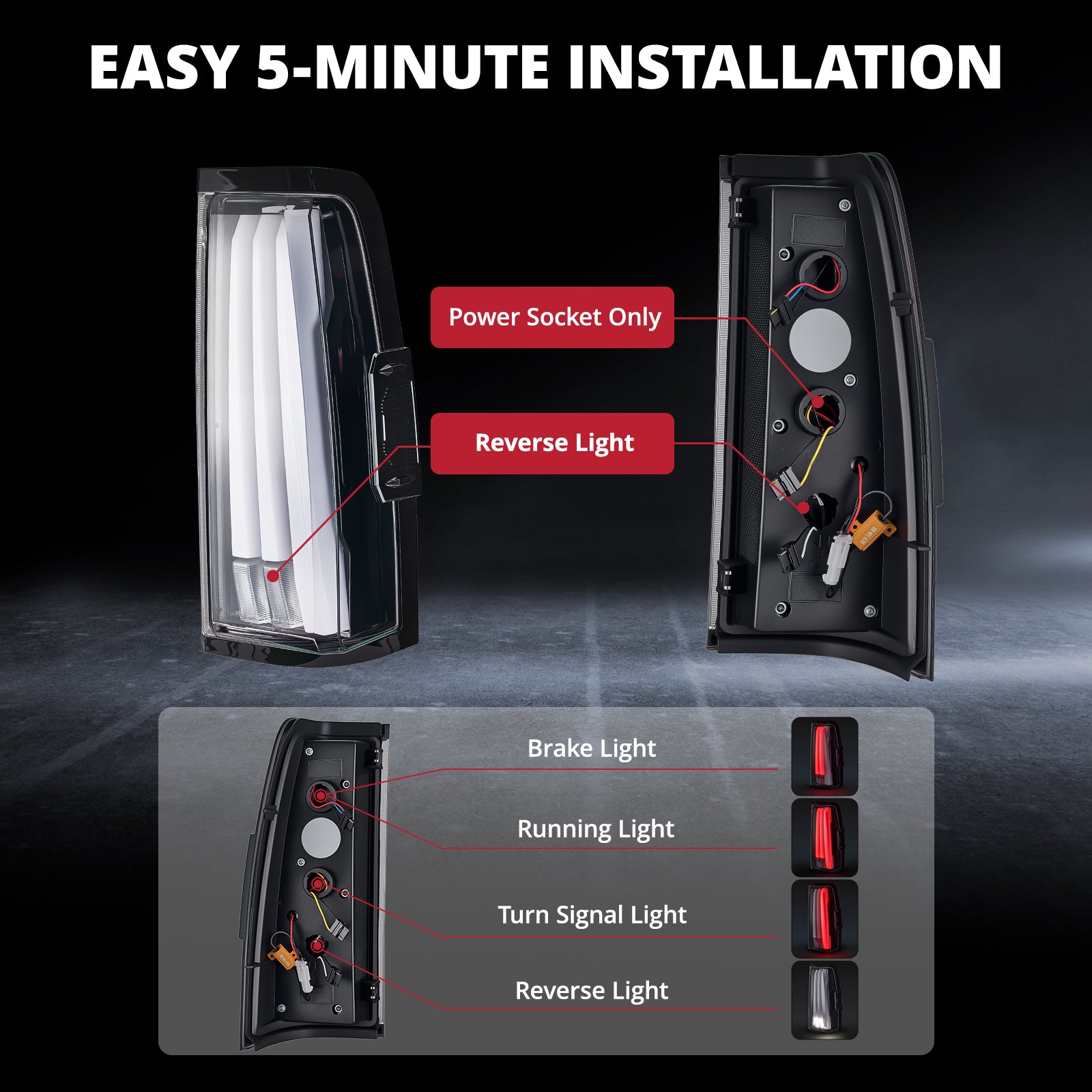 EVIL ENERGY LED Tail Lights Assembly Fit for Chevy Silverado 2003-2007 1500 2500 3500HD, IP67 Waterproof LED Tail Lights Rear Tail Lights Pair White - EVILENERGY