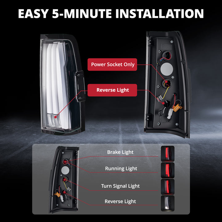 EVIL ENERGY LED Tail Lights Assembly Fit for Chevy Silverado 2003-2007 1500 2500 3500HD, IP67 Waterproof LED Tail Lights Rear Tail Lights Pair White - EVILENERGY