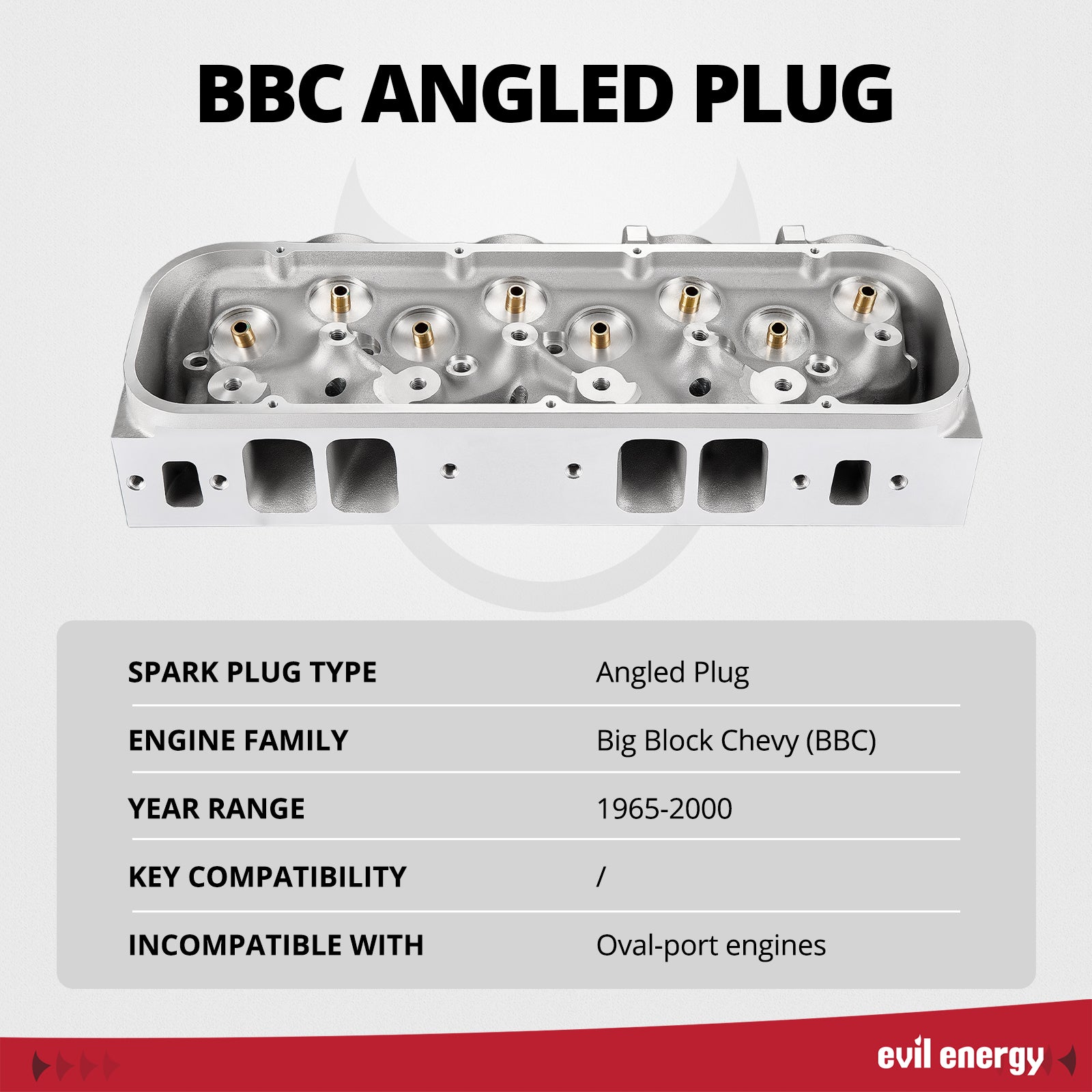 EVIL ENERGY BBC Angled Plug Cylinder Head - Big Block Chevy (BBC), 1965 - 2000