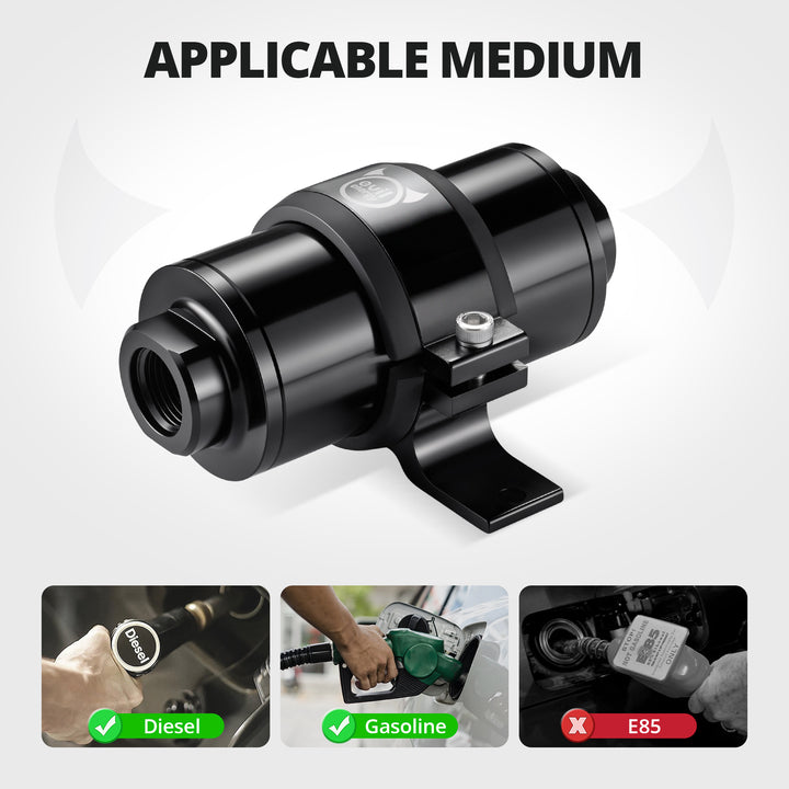 EVIL ENERGY Inline Fuel Filter with 6AN 8AN 10AN Adapter&Bracket Clamp 60,50MM Universal Kit - EVILENERGY
