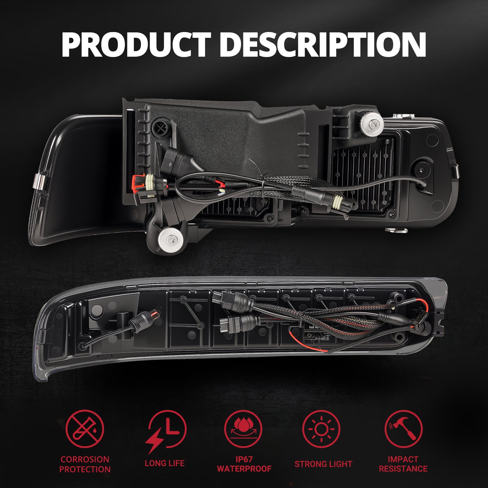 EVIL ENERGY LED Headlights Assembly Headlamps Replacement Compatible with 1999-2002 Chevy Silverado 2000-2006 Chevy Suburban Tahoe DRL Turn Signal Hi/Low Beam with Bulbs (NOT FIT for GMC) - EVILENERGY