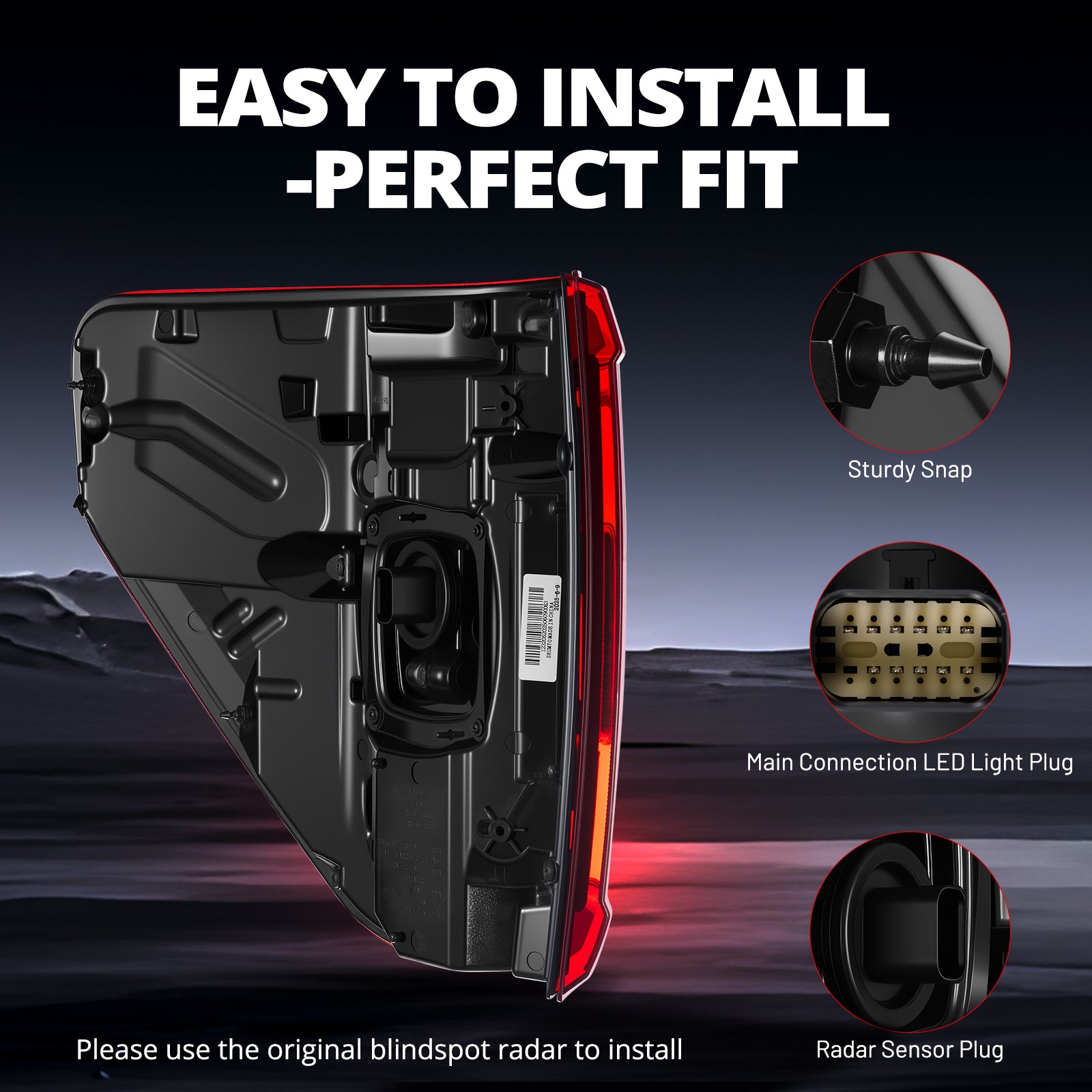 EVIL ENERGY Fit For 2021-2023 Ford F150 LED Tail Light Assembly w/Blind Spot, Right Passenger Side Taillight Rear Brake Lamp (Module NOT Included) - EVILENERGY