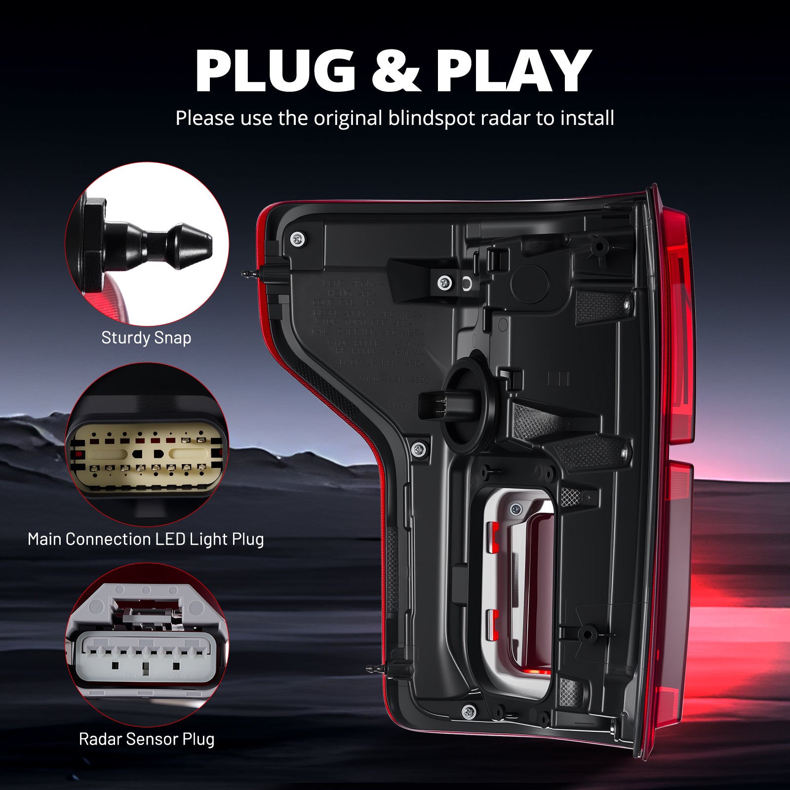 EVIL ENERGY Fit For Ford F150 2018-2020 LED Tail Light with Blind Spot Right Passenger Side Taillight Rear Brake Lamp Signal Assembly (Module NOT Included) - EVILENERGY