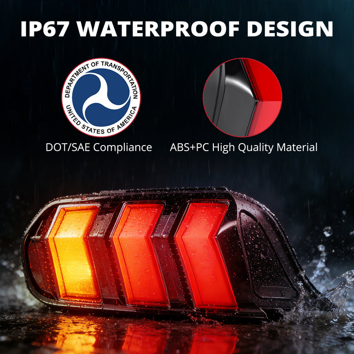EVIL ENERGY Fit For 2015-2023 Ford Mustang LED Tail Lights Assembly、Rear Brake Lamp w/Sequential Signal Light、Rear Brake Lamp Red, 2 PCS (Driver and Passenger Side) - EVILENERGY