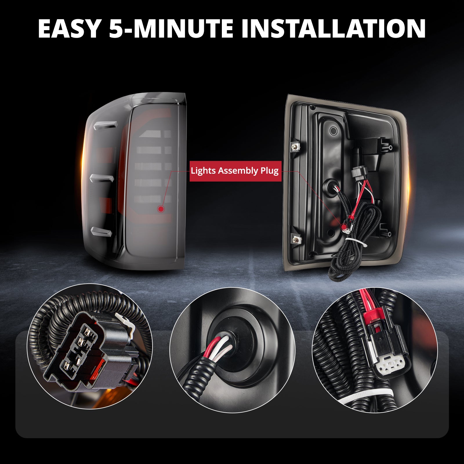 EVIL ENERGY LED Tail Lights Assembly for 2014-2019 Chevy Silverado 1500 2500 3500HD, Bright Smoked Tail Lights, IP67 Waterproof LED Tail Lights Rear Tail Lights Pair - EVILENERGY