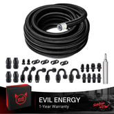 EVIL ENERGY 4/6/8/10AN PTFE Fuel Line Kit 16FT, AN4 E85 Braided PTFE Fuel Line Kit Black Nylon 4AN Hose