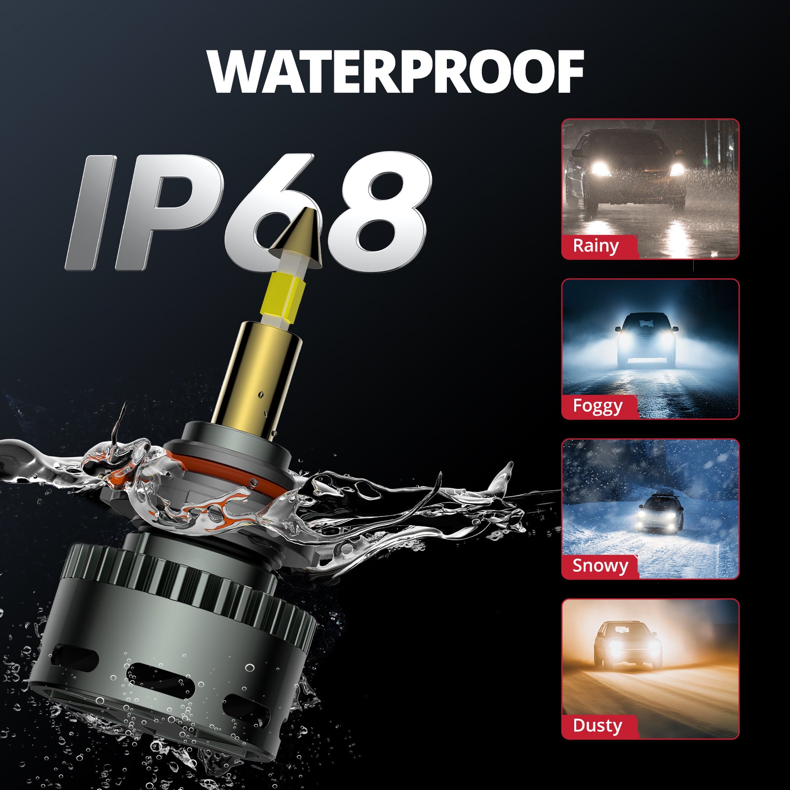EVIL ENERGY RD09 Bullet 9005/HB3 130W 360°Full Illumination LED Headlight Bulbs 900% Brighter Than Halogen and 60000Hrs Lifespan - EVILENERGY