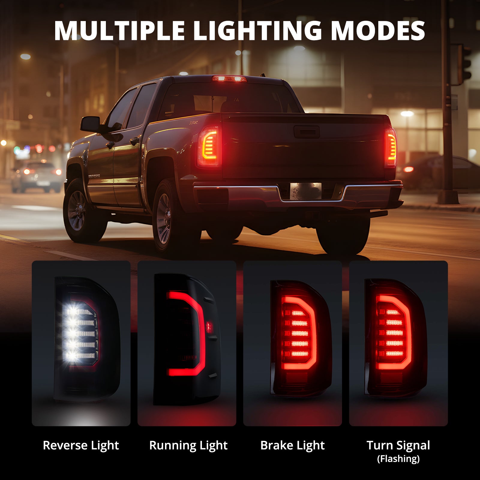 EVIL ENERGY LED Tail Lights Assembly for 2014-2019 Chevy Silverado 1500 2500 3500HD, Bright Smoked Tail Lights, IP67 Waterproof LED Tail Lights Rear Tail Lights Pair - EVILENERGY