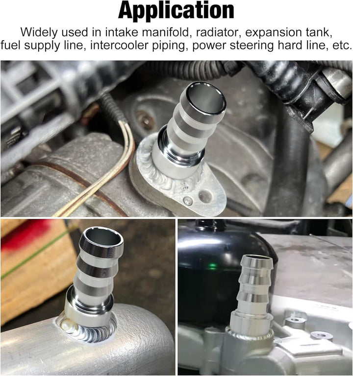 EVIL ENERGY Weld On Hose Barb Tail Nipple On Bung Fitting Adapter Natural Aluminum 2PCS - EVILENERGY