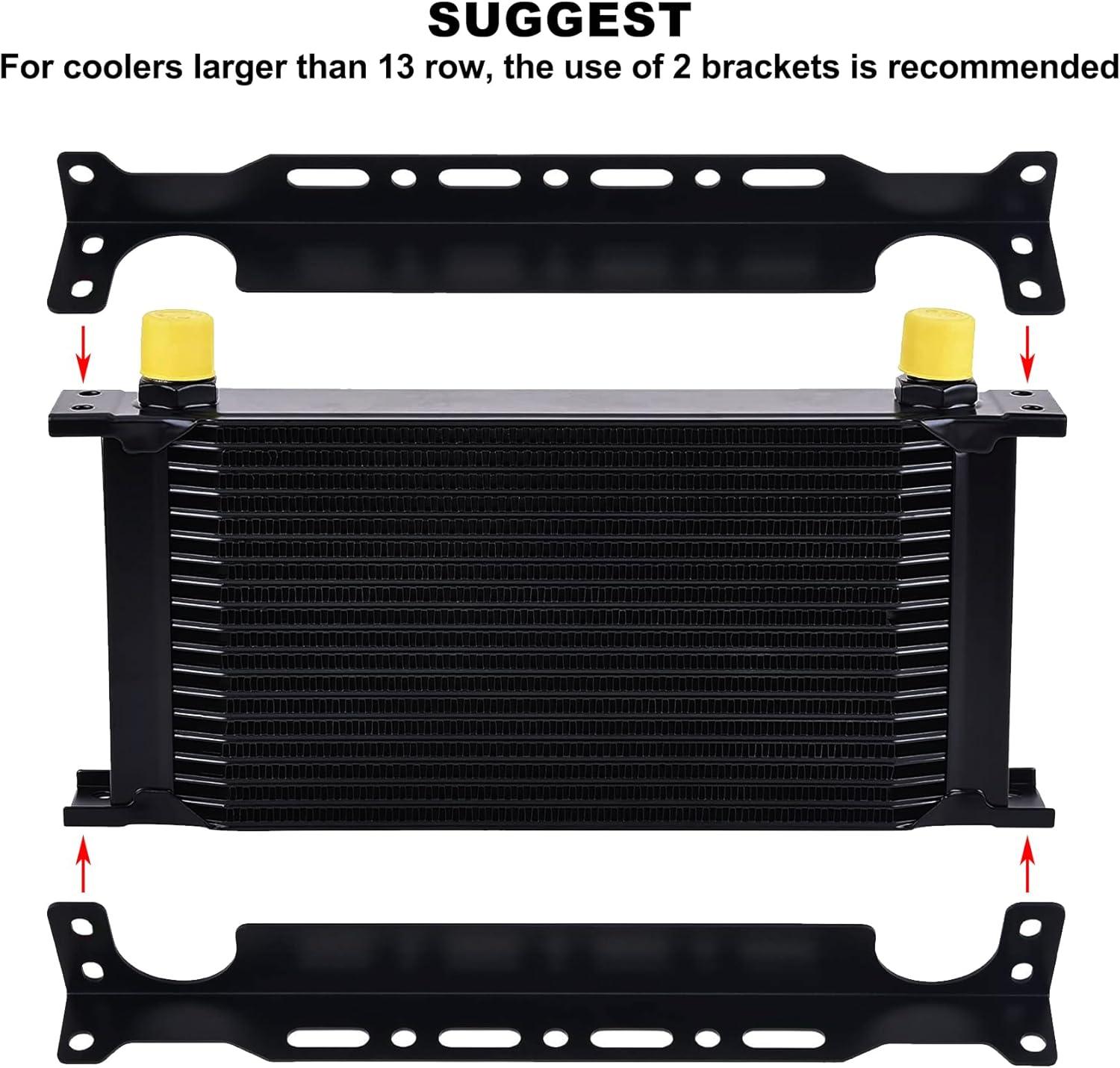 EVIL ENERGY Oil Cooler Mounting Bracket Kit Universal Aluminum Alloy Black (13-13.4 inch) - EVILENERGY