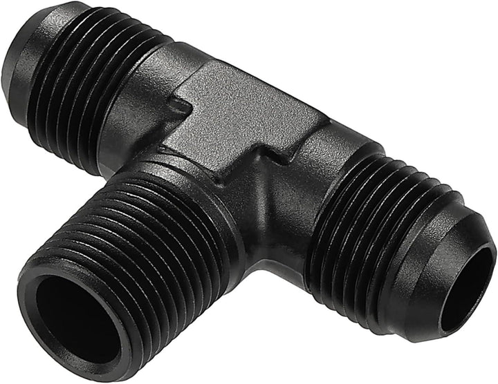 EVIL ENERGY AN Tee Male Flare to NPT on Side Branch T Fitting Adapter Aluminum Black - EVILENERGY