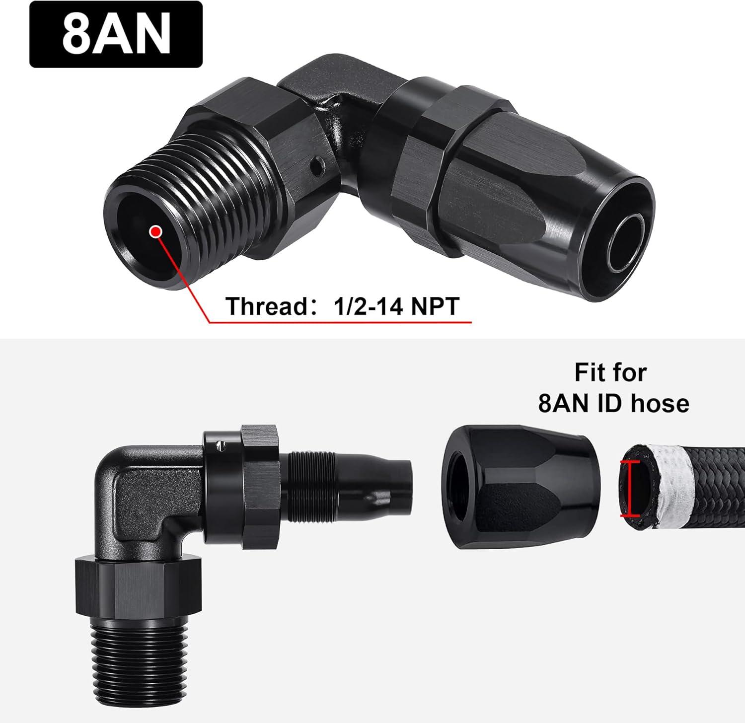 EVIL ENERGY NPT Male to AN 90 Degree Hose End Fitting Swivel for CPE Braided Hose - EVILENERGY