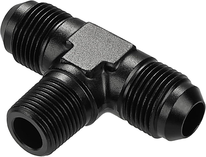 EVIL ENERGY AN Tee Male Flare to NPT on Side Branch T Fitting Adapter Aluminum Black - EVILENERGY