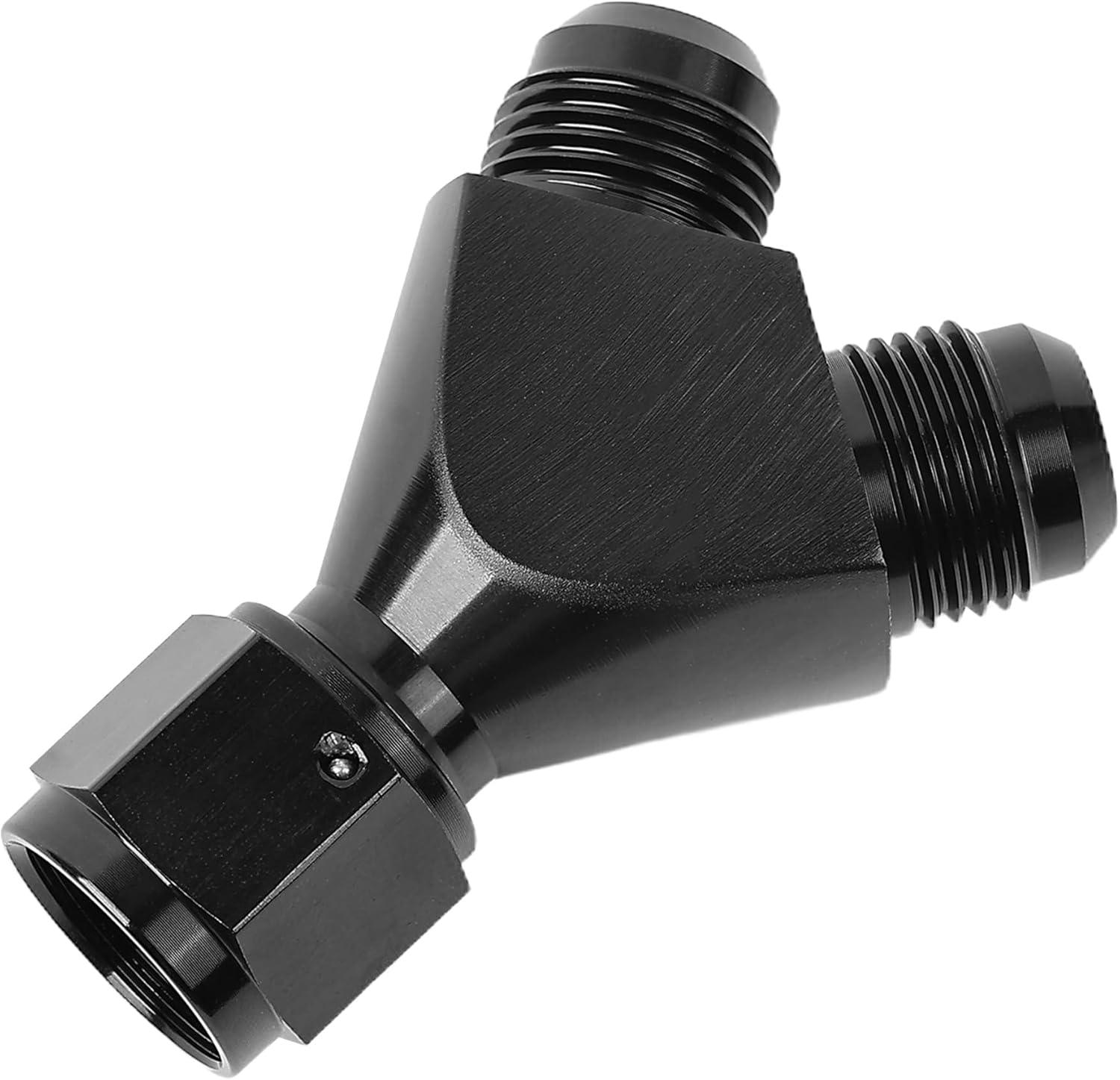 EVIL ENERGY AN Female to AN Male Flare Fitting Y Block Union Splitter Swivel Adapter Fitting Aluminum Black - EVILENERGY