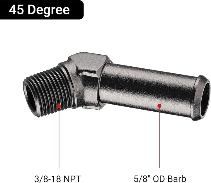 EVIL ENERGY NPT Male to Barb Fitting Adapter 45 Degree Aluminum Black - EVILENERGY