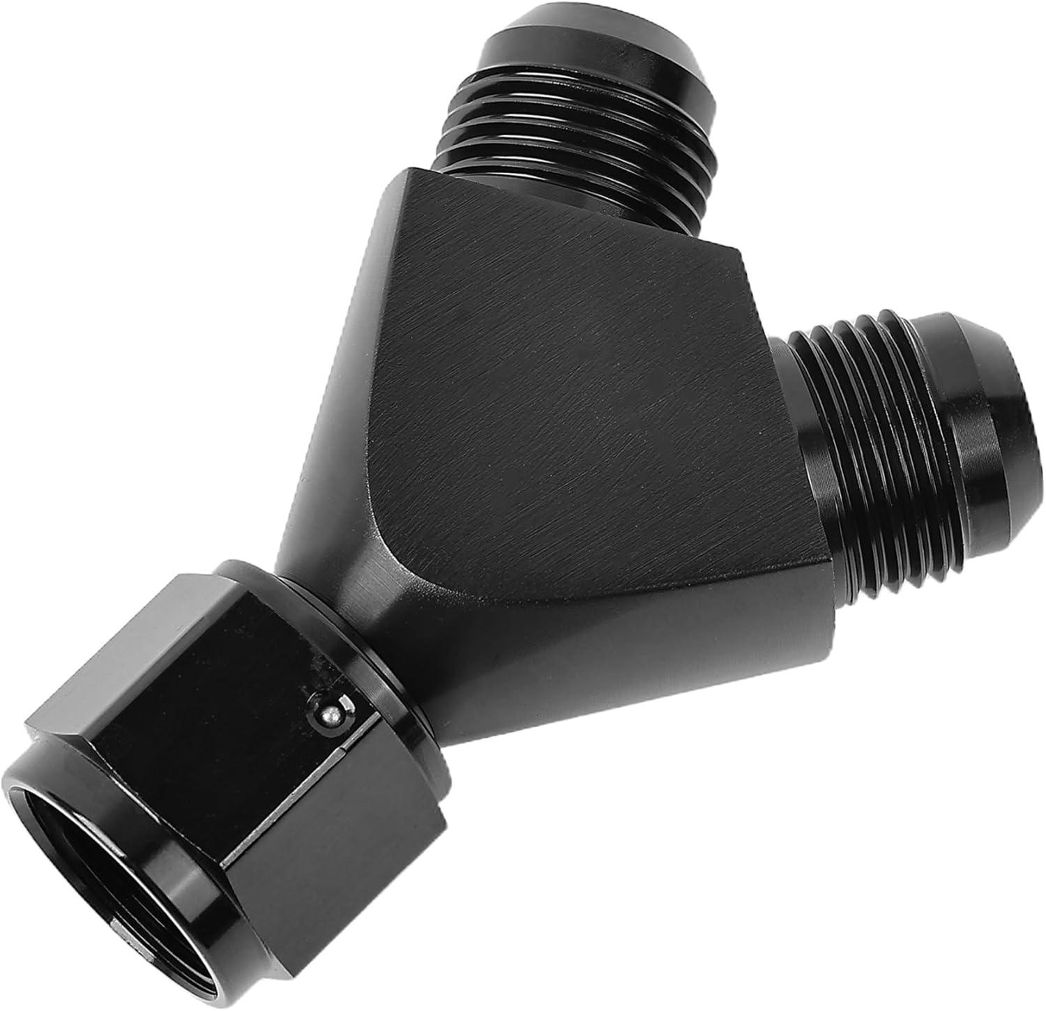 EVIL ENERGY AN Female to AN Male Flare Fitting Y Block Union Splitter Swivel Adapter Fitting Aluminum Black - EVILENERGY
